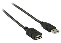 USB prodlužovací kabel 1.00m, 2.0 USB A Zástrčka - USB A Zásuvka, kulatý, černá