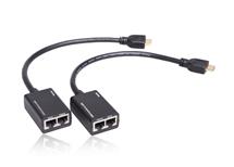 HDMI extender po 2x Cat5e/6 do 30m HDMI A (M) - HDMI A (M), 4x RJ45