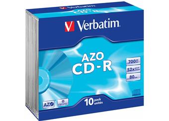 CD-R Verbatim AZO 700MB 52x slim, Balení 10 ks cena 95 kč