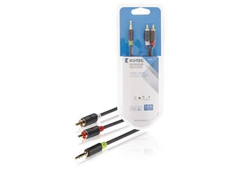 Stereo Audio Kabel 3.5mm jack zástrčka - 2x CINCH zástrčka 5m Antracit