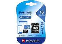 MicroSDHC 16GB Premium + SD adaptér Verbatim