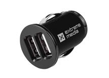 USB nabíjecí autoadaptér, 2XUSB, 2,1A, 12V-24V DC, černý