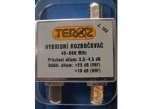 Ant. rozbočovač hybridní č.102 "F" ATEST odb.útlum 3,8 db 40-860Mhz průch. pro napájení