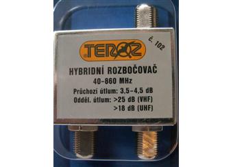 Ant. rozbočovač hybridní č.102 "F" ATEST odb.útlum 3,8 db 40-860Mhz průch. pro napájení