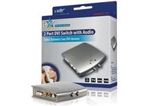 Přepínač DVI+audio, 2 vstupy na 1 výstup, manuální přepínání