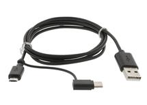 Kabel USB 2.0 USB A Zástrčka - USB Micro-B / USB-C Zástrčka 1 m Černá