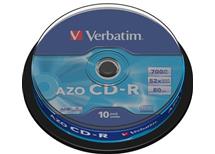 CD-R Verbatim AZO 700MB 52x spindle , Balení 10 ks cena 63 kč