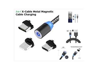 Magnet. kabel USB 3v1 360° Lighting, Micro, Type-C, 1m