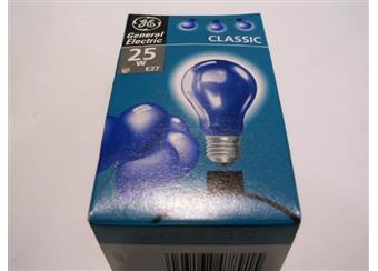 25W E27 žárovka modrá GE klasik