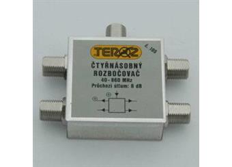 Ant. rozbočovač feritový čtyřnásobný č.105 ("F" konektory) 40-860 Mhz