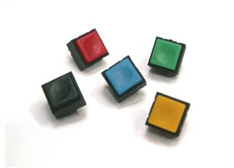 Mikrospínač spínací; 12,3x12,3x11,3mm; žlutá, červená; uveďte do poznámky