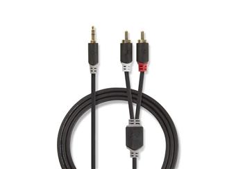 Stereo audio kabel 3.5mm jack zástrčka - 2x CINCH zástrčka 2m Antracit