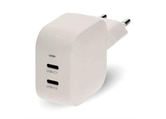 ..síťová nabíječka telefonů,45W- koncepce GaN , funkce rychlého nabíjení 2,25 až 3A, výstupy2xC v barvě bílá,