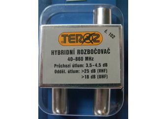 Ant. rozbočovač hybridní č.102 (IEC konektory) útlum 4,5 db atest výrobku 40-860Mhz