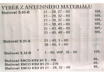 Anténní slučovače v akční ceně 19Kč/ks, typ uveďte do poznámky