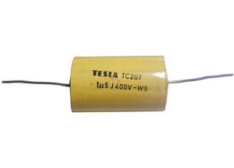 kond 1,5uF 400V - TC207 Tesla axial polystyren-metaliz.