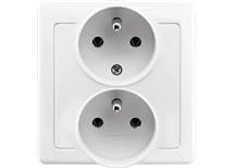 .zásuvka ABB dvojnás. Swing v bílé barvě.Typ 5512G-A02349 B1  Obsahuje šroubové svorky. Vhodná pro elektroinstalaci v domácnosti.